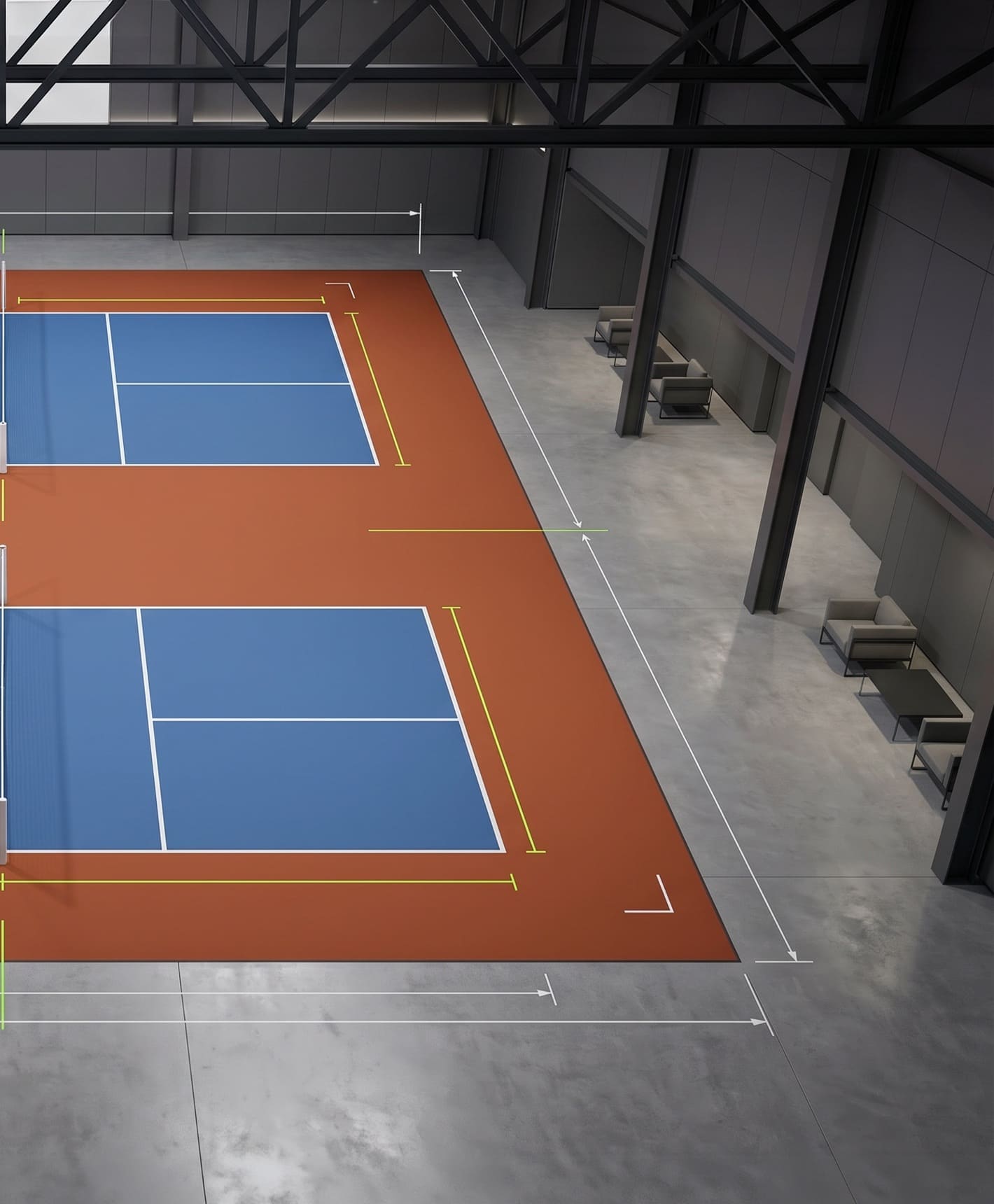 Mitad Pista pickleball tech frontal int de Portico Sport